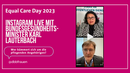 Grafik zum Instagram-Live der dbb frauen mit Bundesgesundheitsminister Karl Lauterbach und dbb frauen Chefin Milanie Kreutz anlässlich des Equal Care Day am 1. März 2023