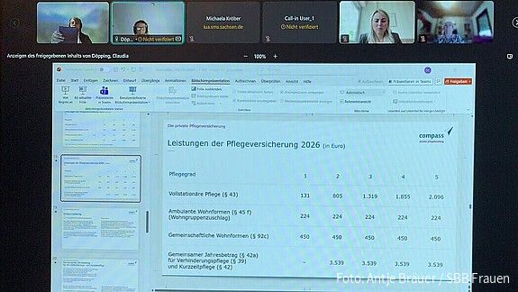 Screenshot von einem virtuellen Meeting mit mehreren Personen