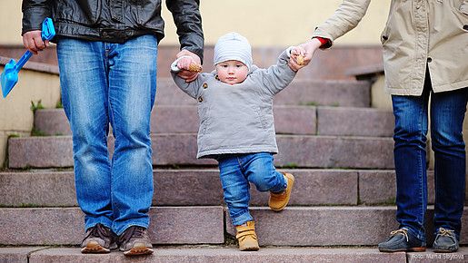 outdoors, girl, people, person, young, park, love, parent, father, family, mother, lifestyle, woman, day, man, boy, city, town, urban, support, happy, holding, hands, walking, child, steps, stairs, aged, playing, development, little, foot, son, european, jeans, three, kid, baby, together, parenting, parenthood, legs, offspring, toddler, cone, grandson, teaching, grandparents, stride, going