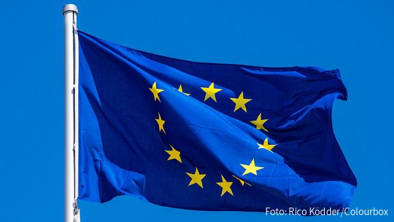 Das Foto zeigt eine Europaflagge, die im Wind flattert.